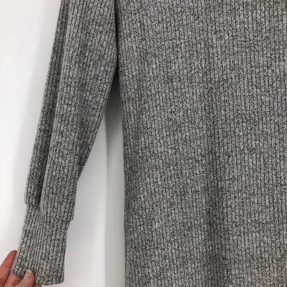 Anistar Grey Ribbed Knit Turtleneck long sleeve Mini Dress XS  NWT - Picture 6 of 14